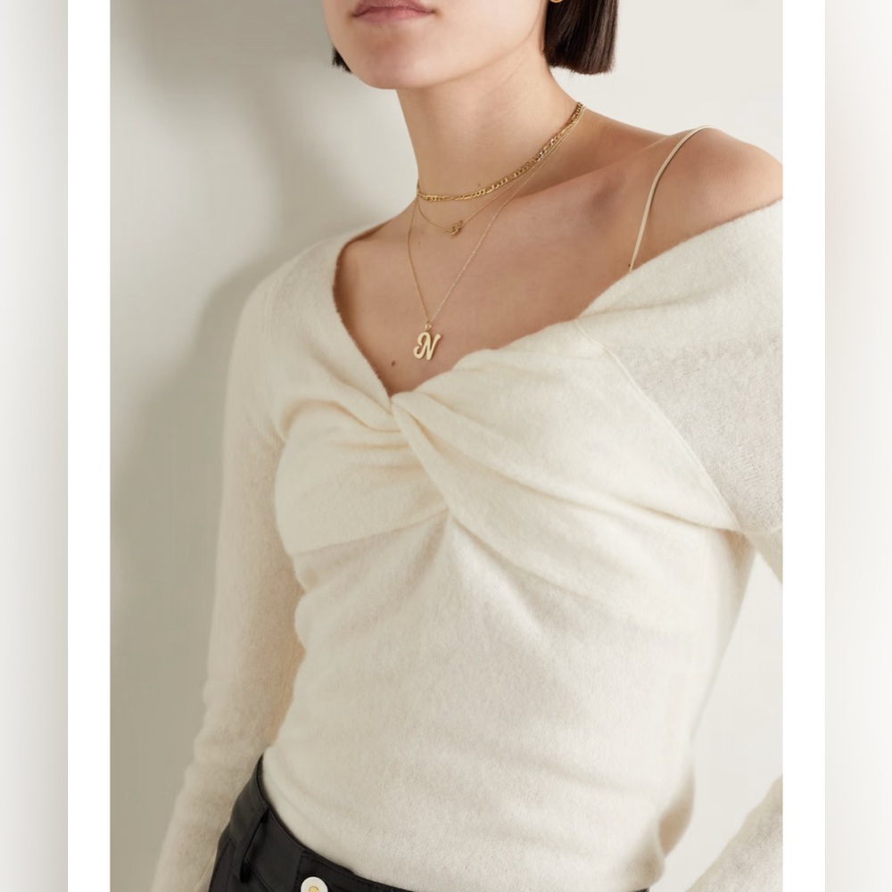 Helmut Lang Cream Off-Shoulder Top